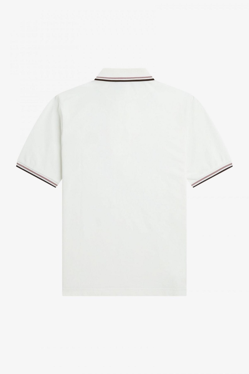 Snow White / Dark Pink / Burnt Tobacco Fred Perry G3600 Women's Fred Perry Shirt | DCAVO87590