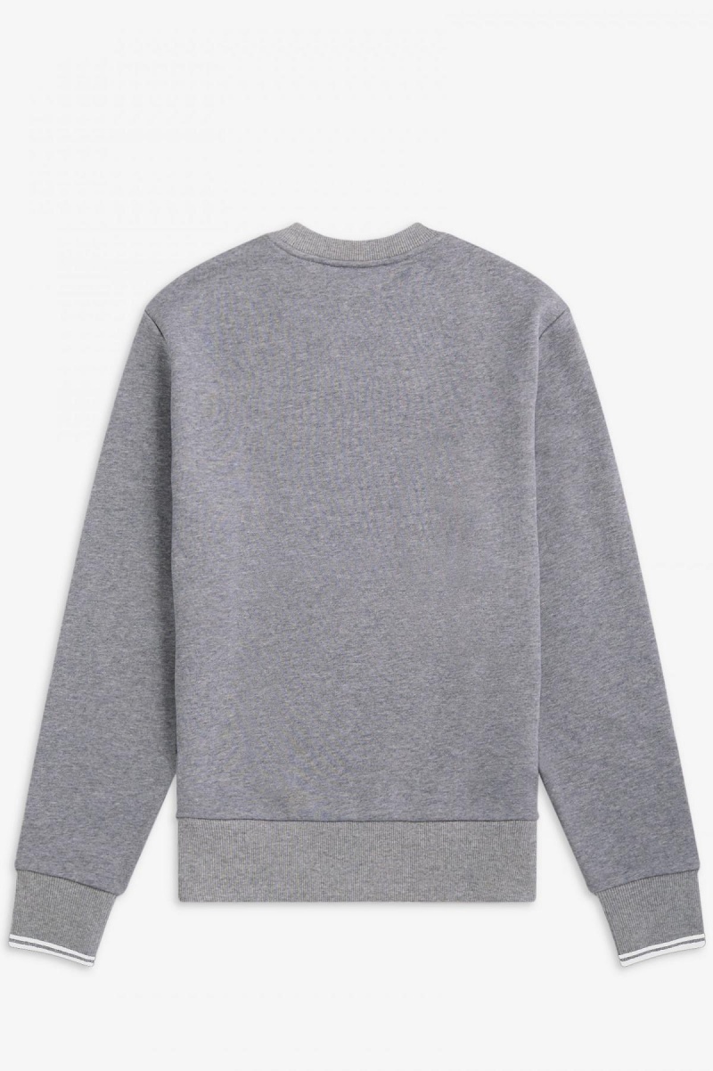 Steel Marl Fred Perry Crew Neck Men's Sweatshirts | CADYB46649