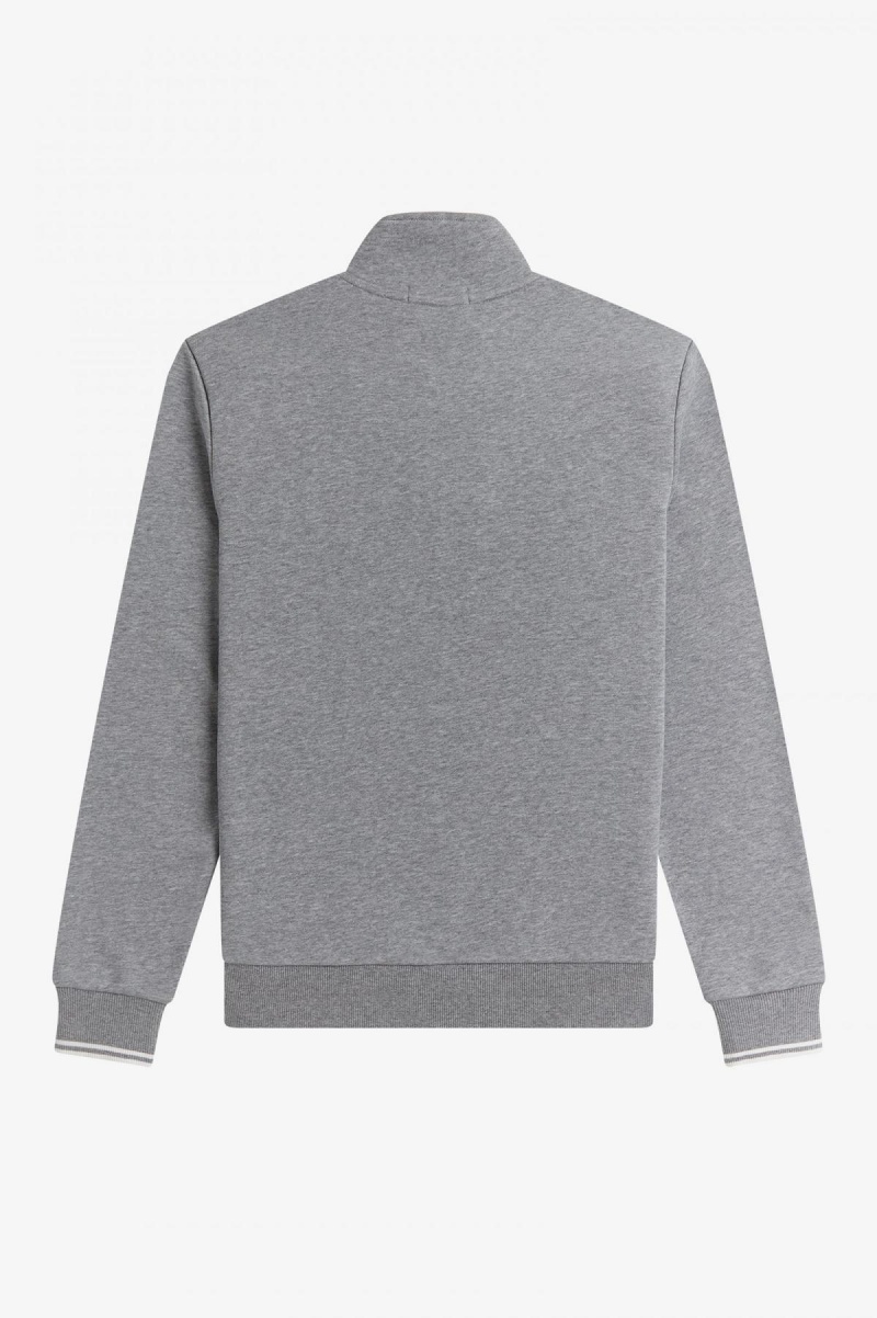 Steel Marl Fred Perry Half Zip Men's Sweatshirts | CAJZR58573