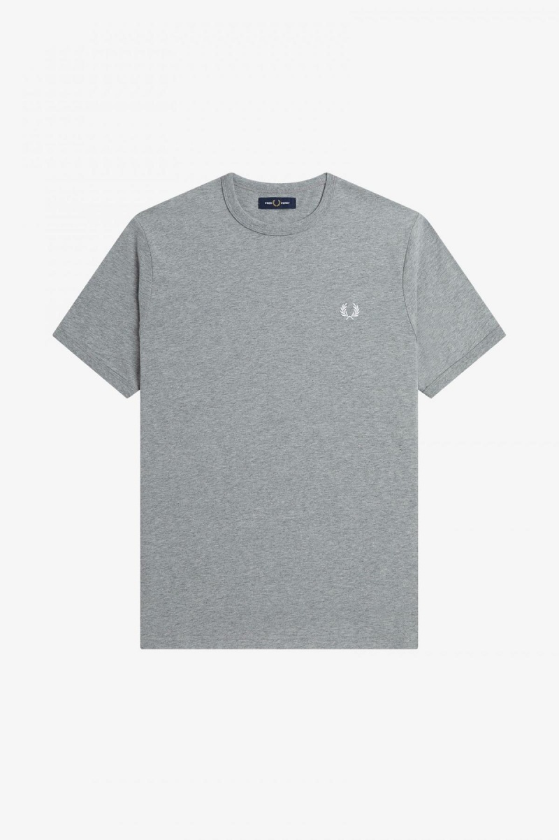 Steel Marl Fred Perry Ringer Men's T Shirts | PCAQX12855