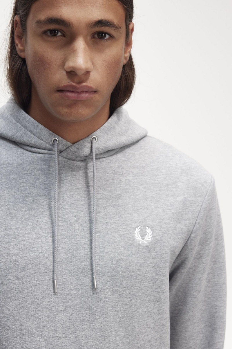 Steel Marl Fred Perry Tipped Hooded Men's Sweatshirts | CAXMI21758