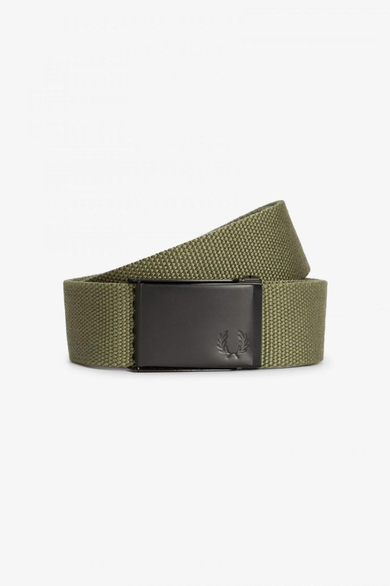 Uniform Green Fred Perry Graphic Branded Webbing Accessories Belt | CAZPD38734