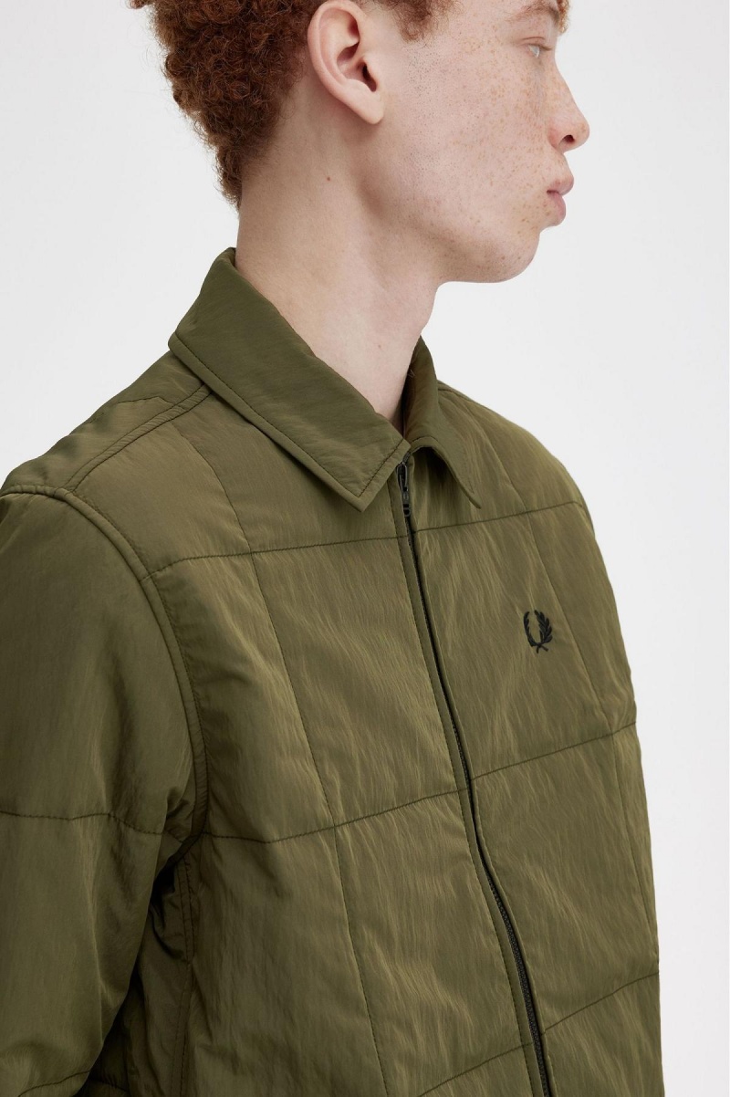 Uniform Green Fred Perry Quilted Men's Shirts | CAXMI72261