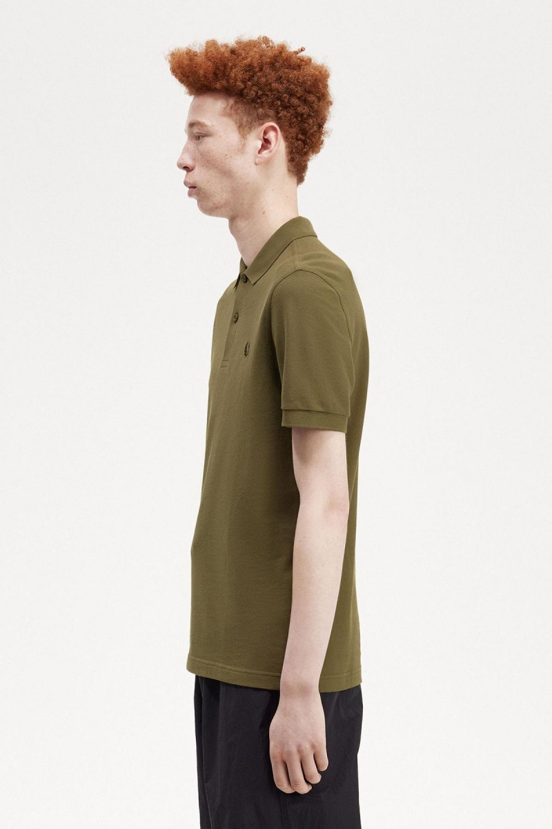 Uniform Green / Black Fred Perry M6000 Men's Polo Shirts | ZCAMJ32899