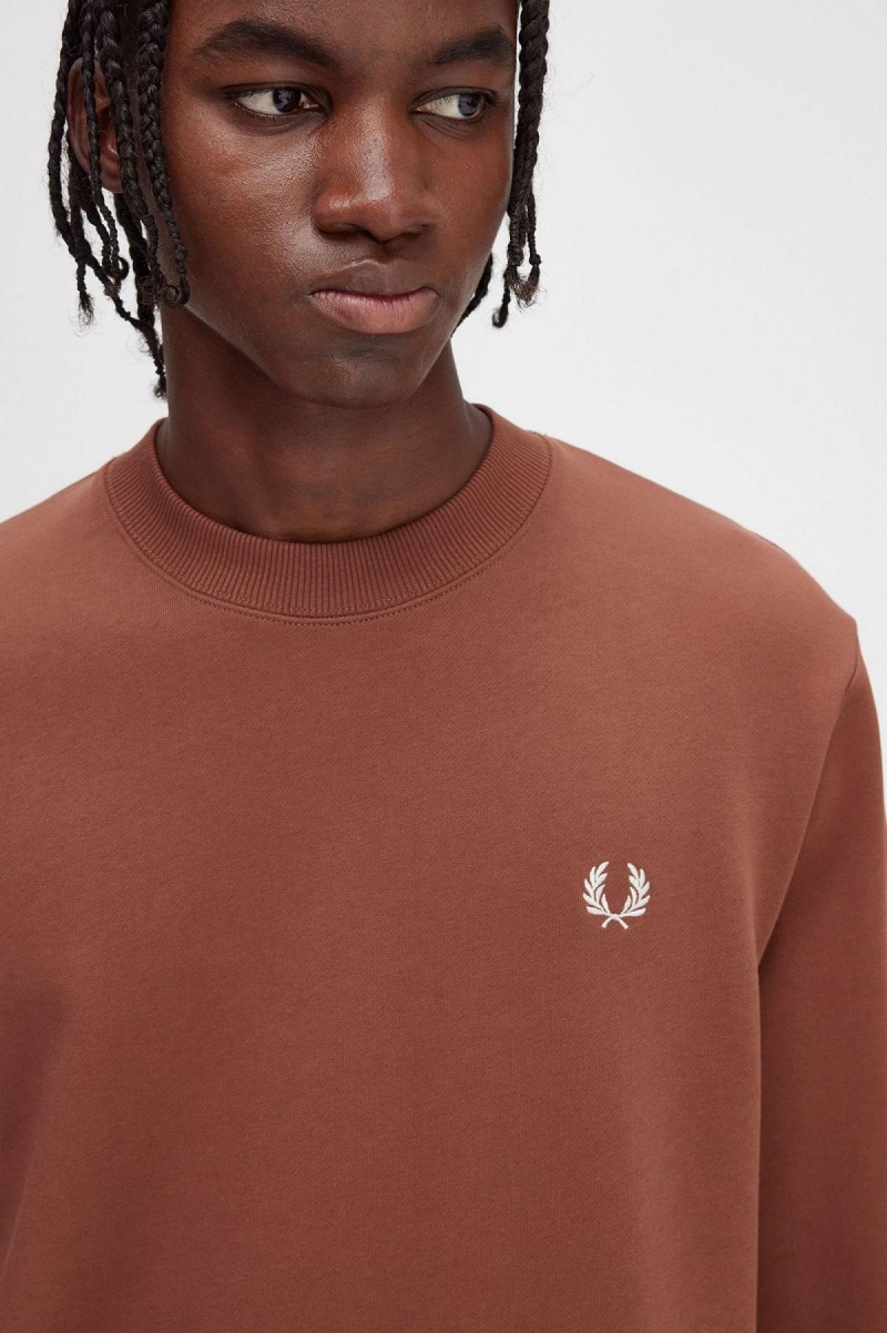 Whisky Brown Fred Perry Rave Graphic Men's Sweatshirts | PCAER39382