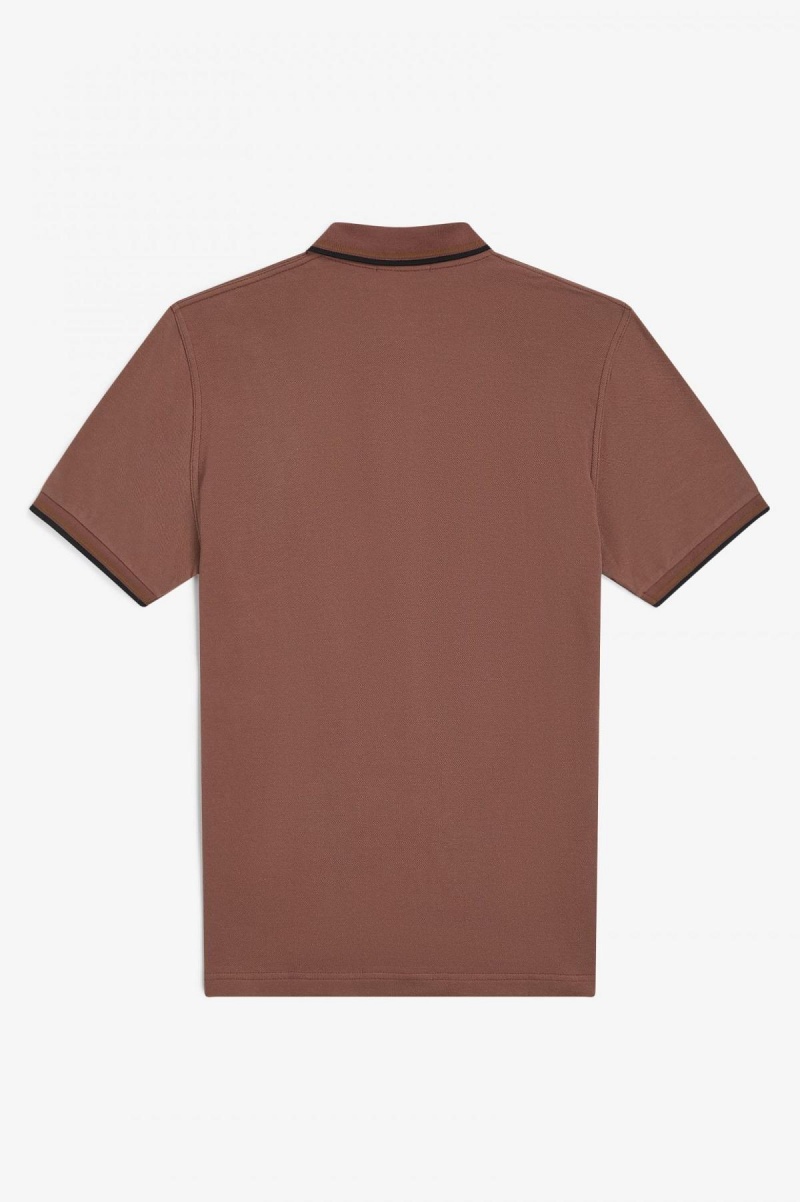 Whisky Brown / Dark Caramel / Black Fred Perry M12 Men's Fred Perry Shirt | BCASD88221