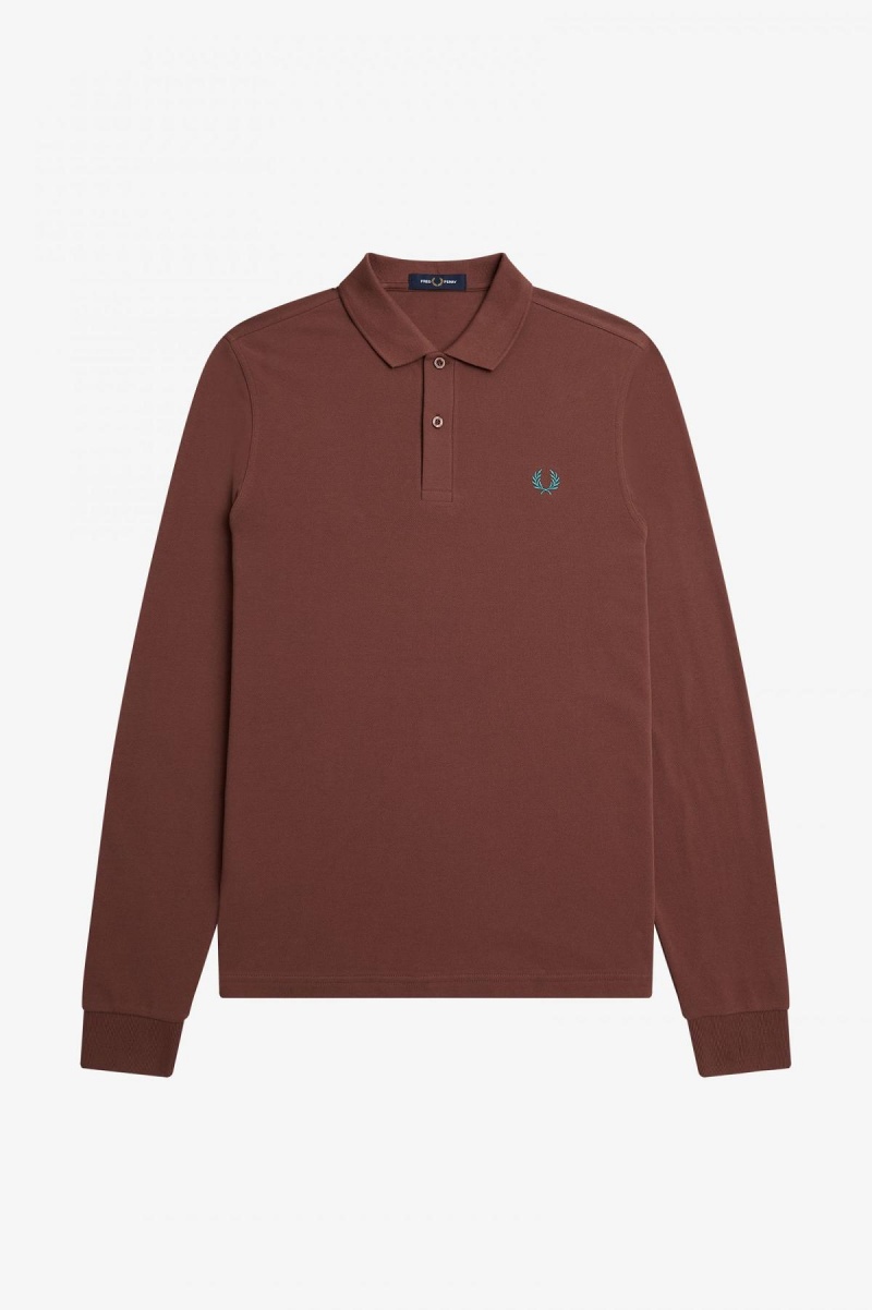 Whisky Brown / Deep Mint Fred Perry M6006 Men's Fred Perry Shirt | CADFL56587