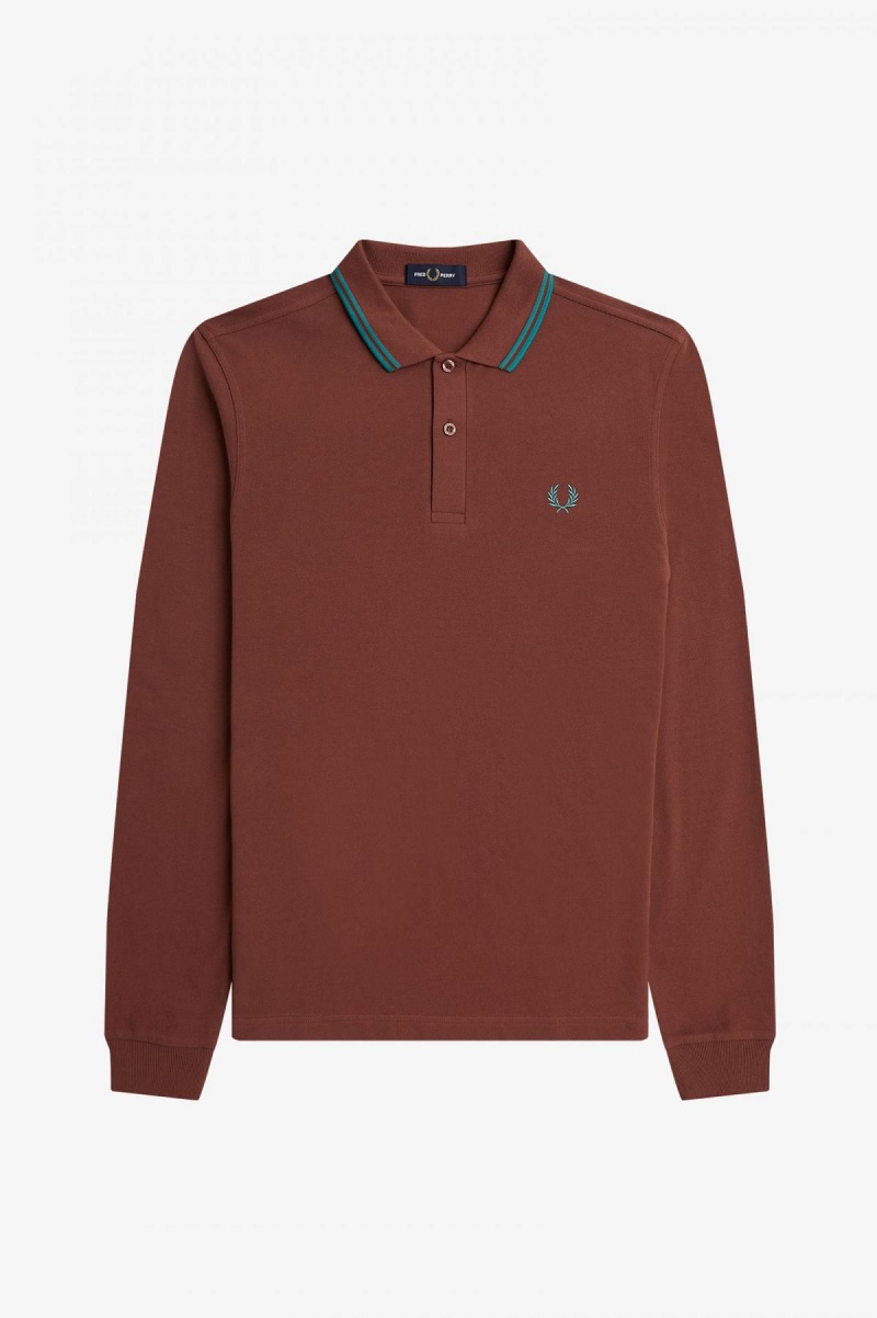 Whisky Brown / Deep Mint / Deep Mint Fred Perry M3636 Men's Fred Perry Shirt | PCAQX20916