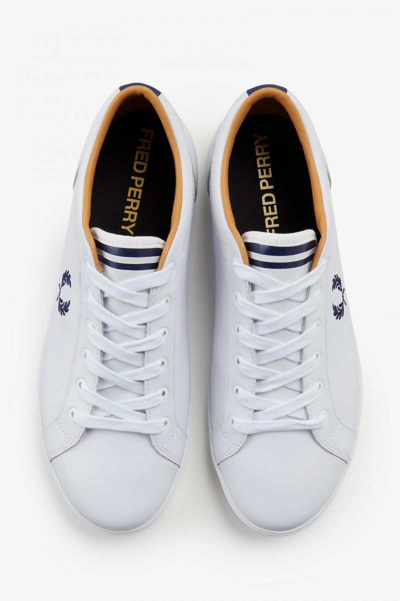 White Fred Perry Baseline Men's Shoes | CAEGJ43486