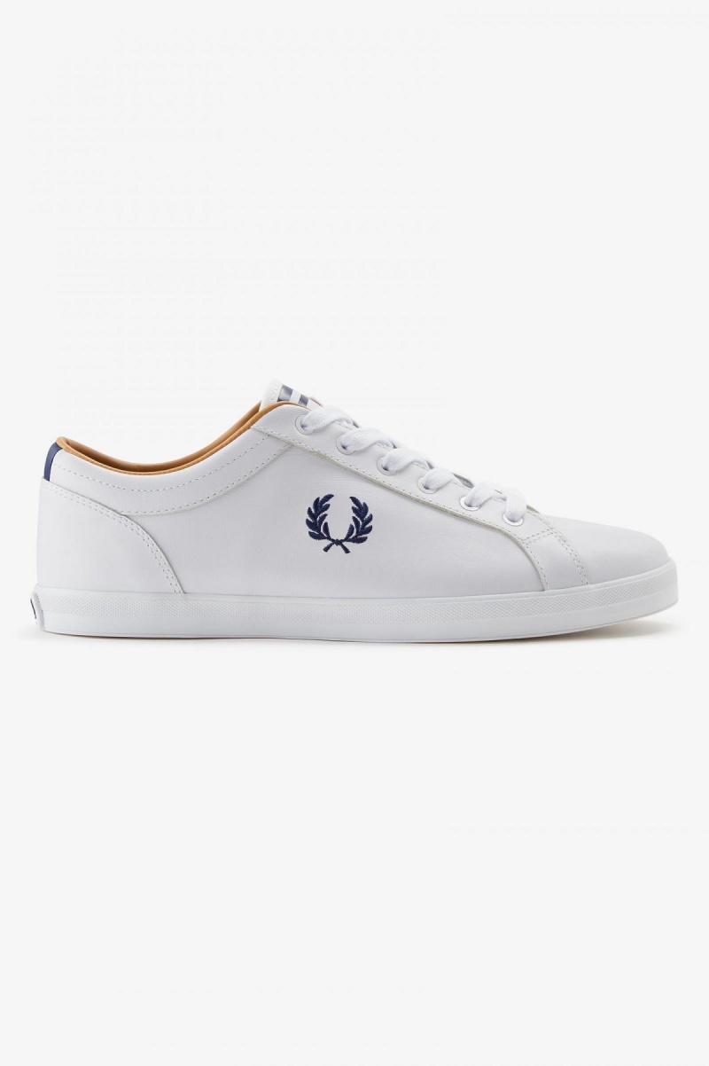 White Fred Perry Baseline Men\'s Shoes | CAEGJ43486