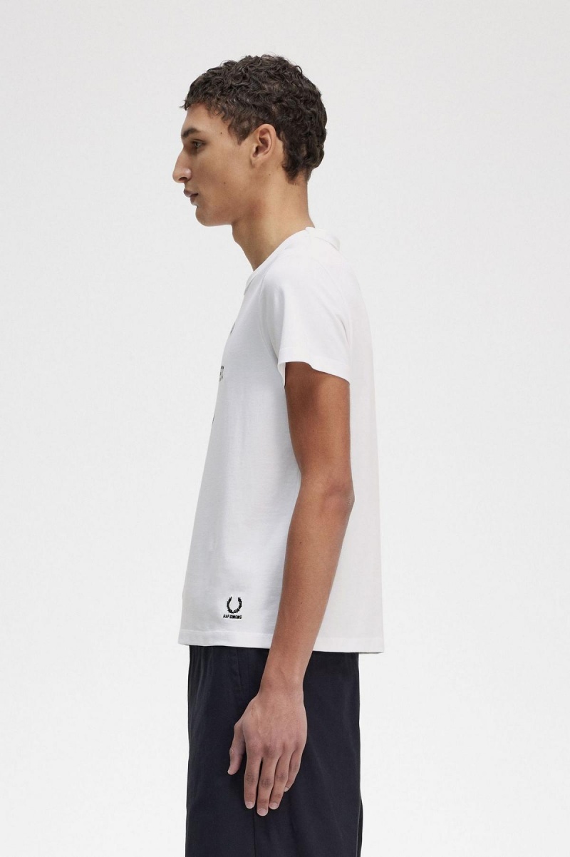 White Fred Perry Printed Slim-Fit Men's T Shirts | UCATG28638