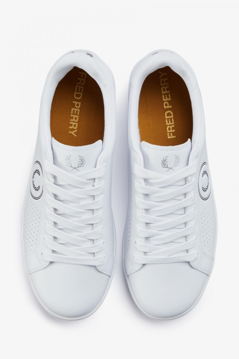 White / Black Fred Perry B721 Men's Shoes | MCAHR57815