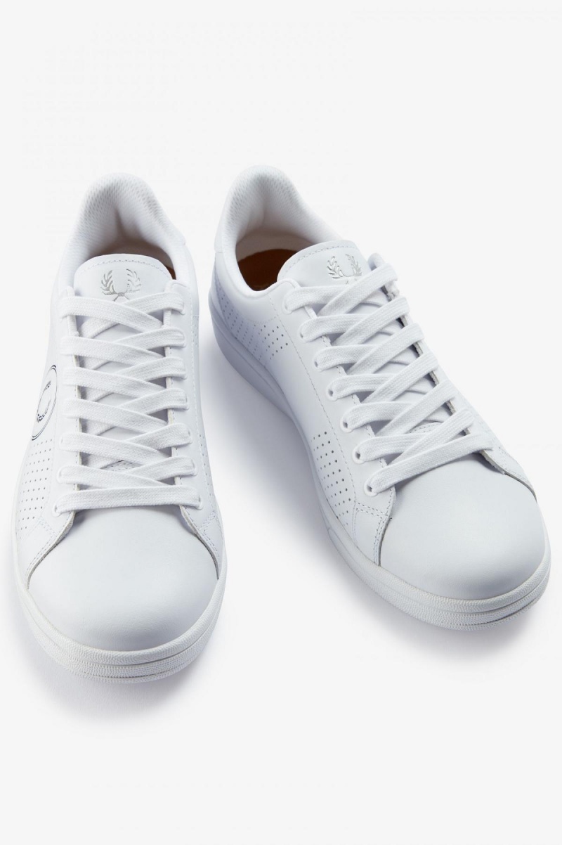 White / Black Fred Perry B721 Men's Shoes | MCAHR57815