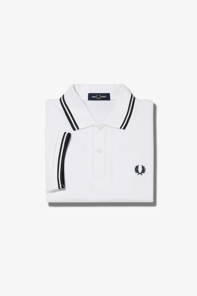 White / Black / Black Fred Perry G3600 Women's Fred Perry Shirt | BCASD38094