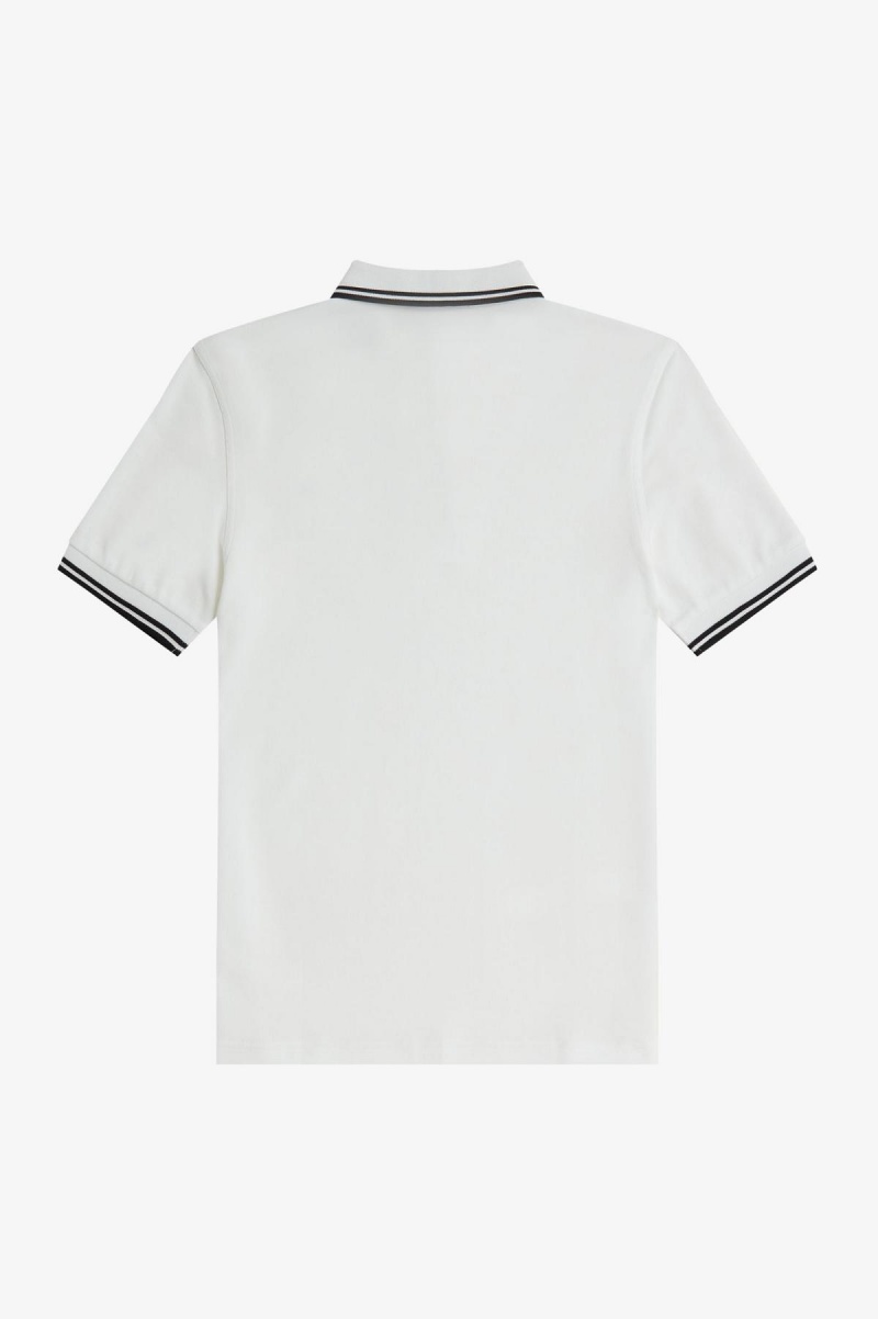 White / Black / Black Fred Perry M3600 Men's Fred Perry Shirt | CAZPD54089