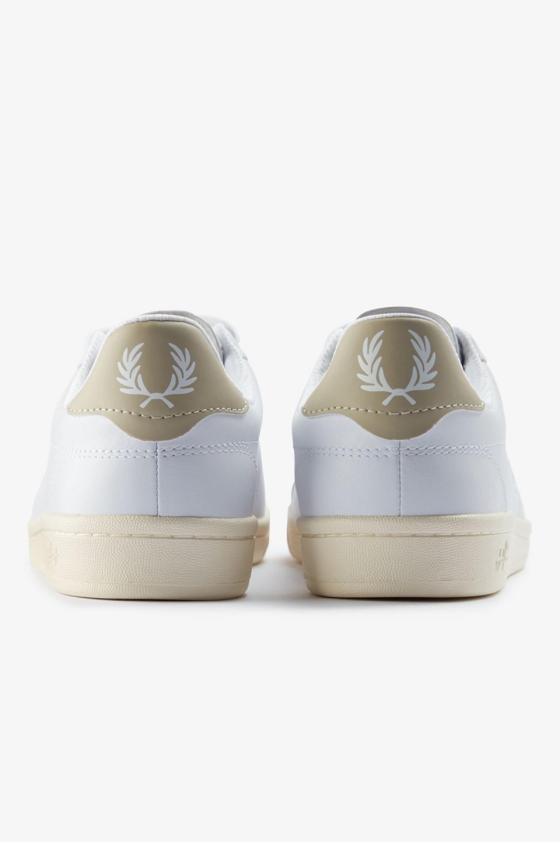 White / Light Oyster Fred Perry B721 Men's Shoes | CAEAH19031