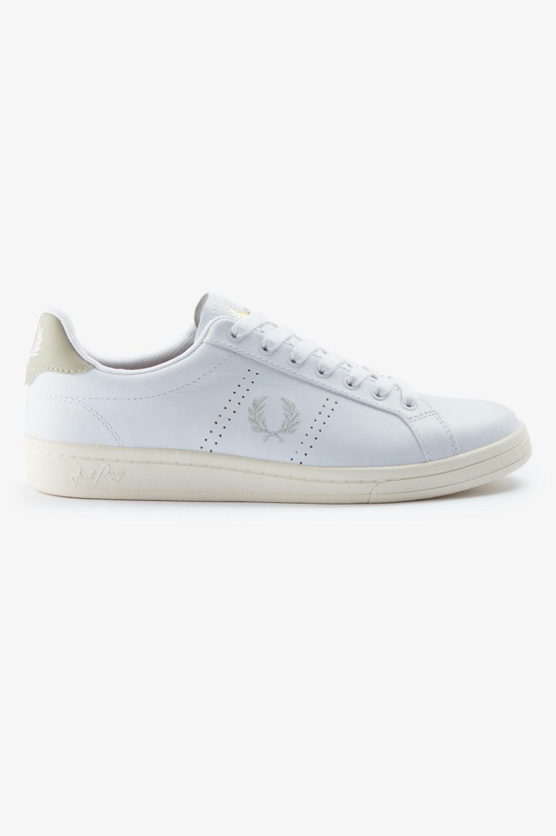 White / Light Oyster Fred Perry B721 Men\'s Shoes | CAEAH19031