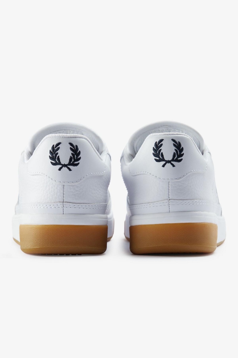 White / Navy Fred Perry B300 Men's Shoes | PCAQX91110