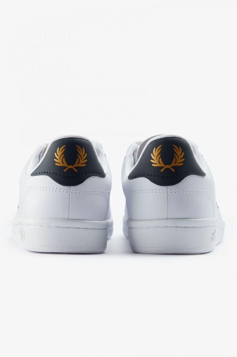 White / Navy Fred Perry B721 Men's Shoes | TCAPQ99921