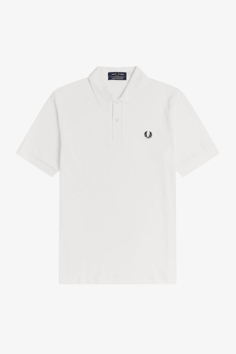 White / Navy Fred Perry M3 Men's Fred Perry Shirt | CACIF59515