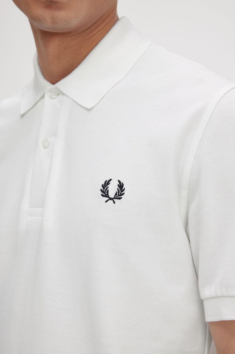 White / Navy Fred Perry M3 Men's Polo Shirts | CAJZR93870