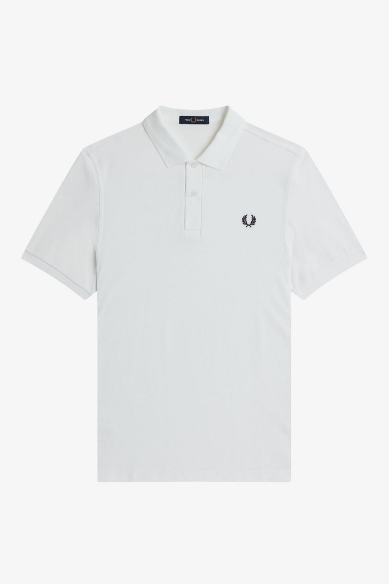 White / Navy Fred Perry M6000 Men's Fred Perry Shirt | DCAKV50004