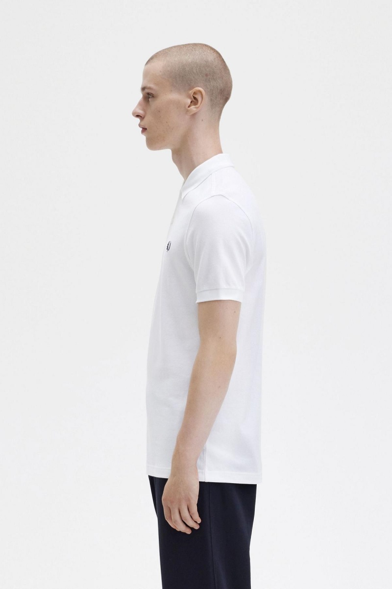 White / Navy Fred Perry M6000 Men's Fred Perry Shirt | DCAKV50004