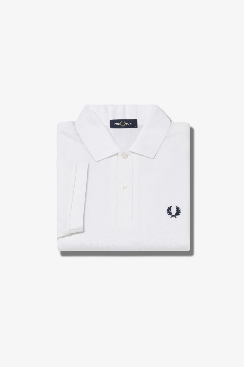 White / Navy Fred Perry M6000 Men\'s Fred Perry Shirt | DCAKV50004