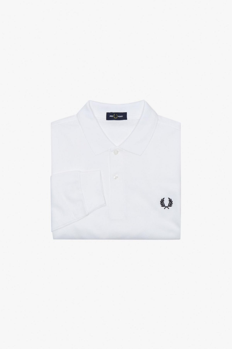 White / Navy Fred Perry M6006 Men\'s Fred Perry Shirt | LCASX20435