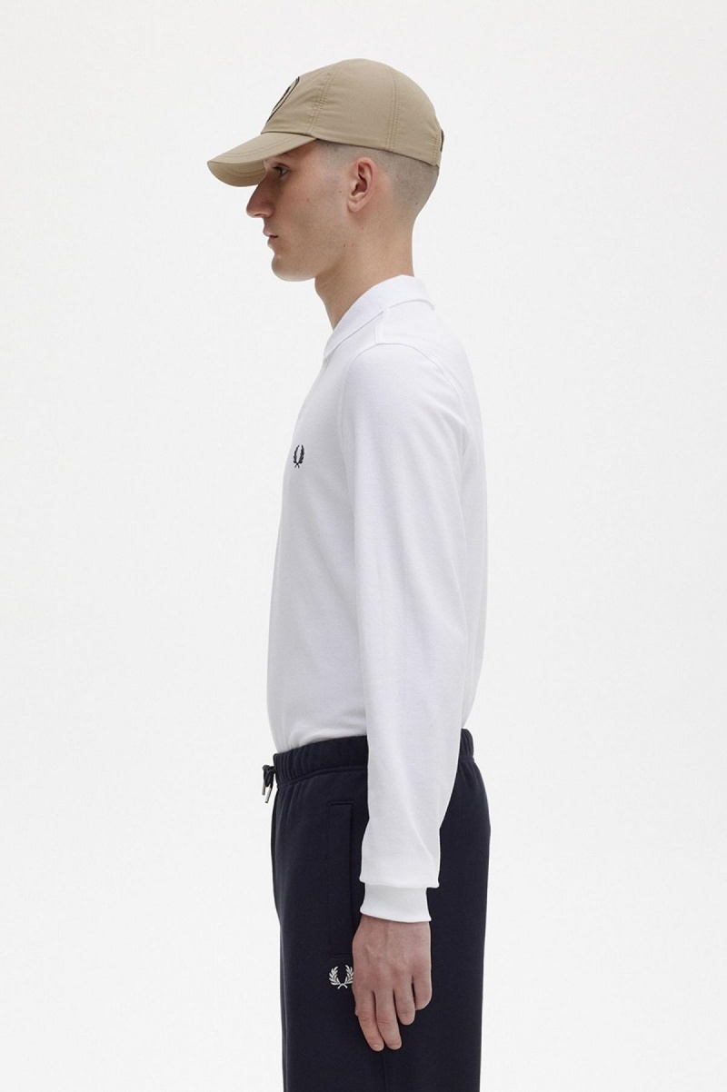 White / Navy Fred Perry M6006 Men's Polo Shirts | FCAUI11200